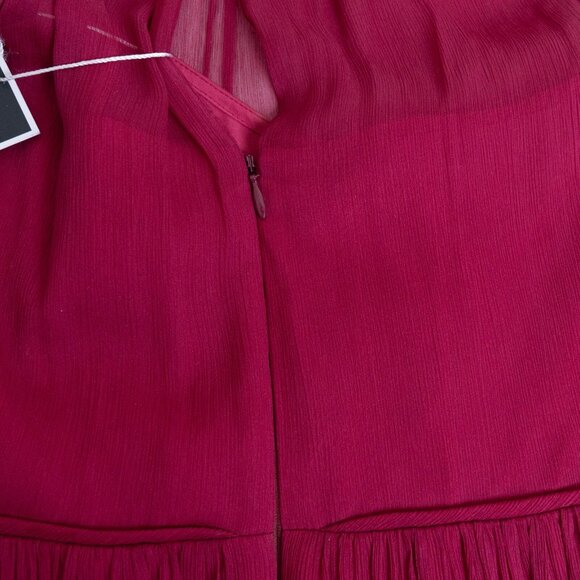 J Crew Silk Chiffon Cocktail Dress Red Wild Berry Midi Size 2 - Picture 10 of 16